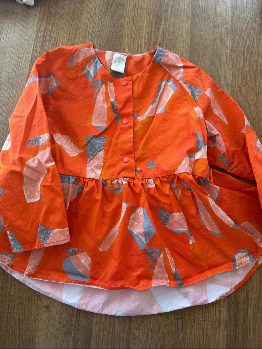 COS Orange Abstract Print Peplum Blouse